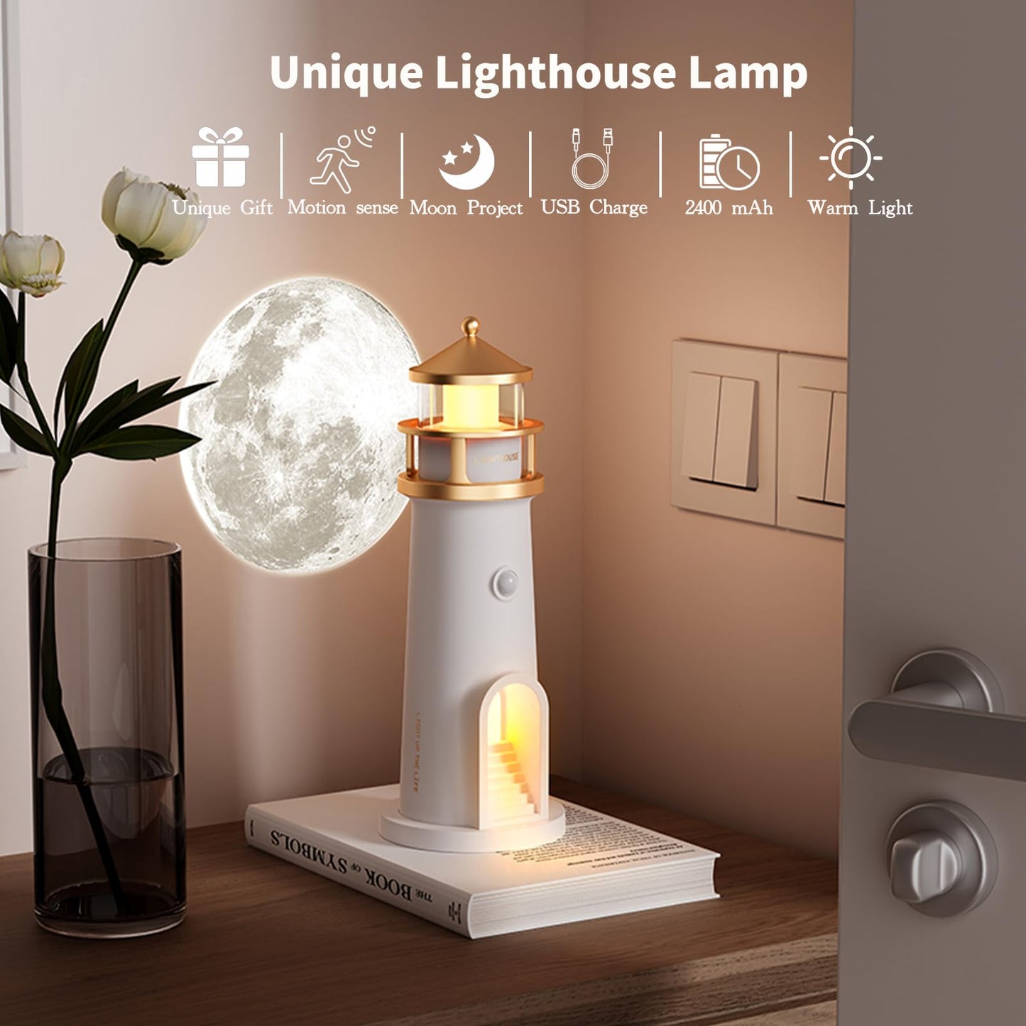 Lampe décorative avec projection lune et Bluetooth speaker