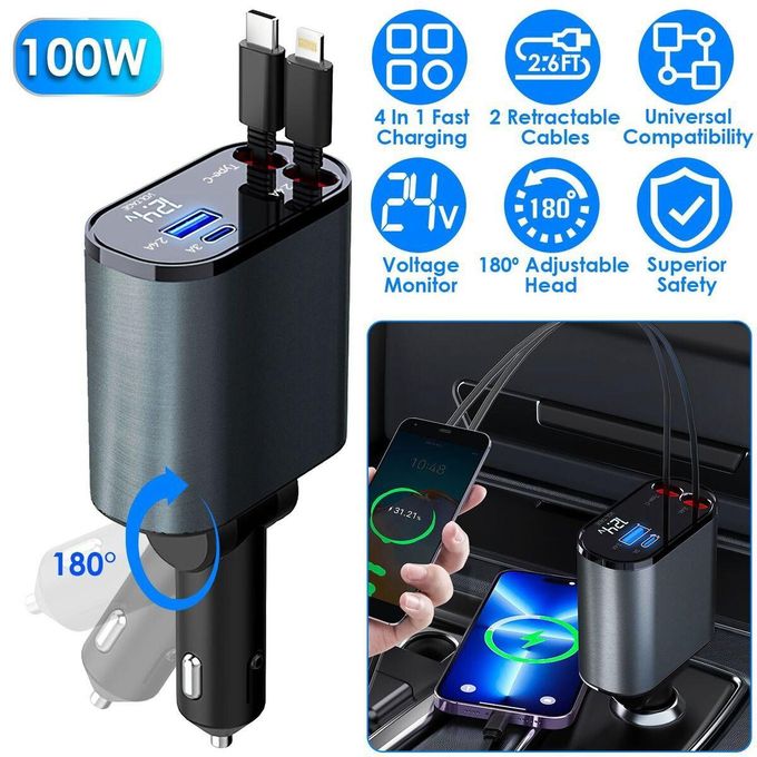 Chargeur retractable 4 en 1