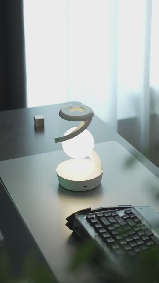Lampe LED Design 3-en-1 – Éclairage Moderne, Décoration Sable Mouvant & Chargeur Sans Fil